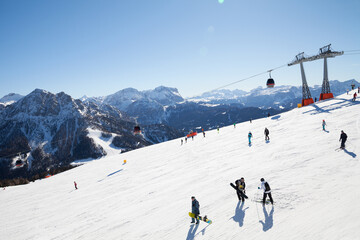 Dolomites, Italy. Kronplatz (Plan de Corones), Puster Valley, Mountain ski. - 480360379
