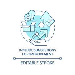 Include suggestions for improvement turquoise concept icon. Business abstract idea thin line illustration. Isolated outline drawing. Editable stroke. Roboto-Medium, Myriad Pro-Bold fonts used