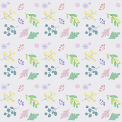 淡い草花のシームレスパターン