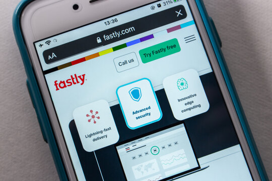 Kumamoto, JAPAN - Jun 14 2021 : Website Of Fastly, US Cloud Services Provider, On IPhone. On June 2021, It Reported Problems With CDN Which Caused Many Major Websites To Become Unavailable