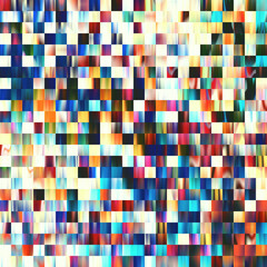 Optical low poly pixel grid dye blur texture background. Seamless washed out geometric ombre effect. 80s style retro square shape pattern. High resolution funky beach wear fashion textile tile.