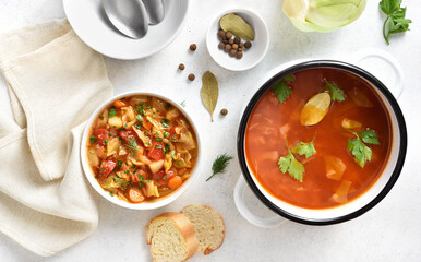 Cabbage soup, top view