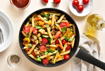 Penne pasta with roasted vegetables