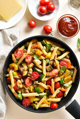 Penne pasta with roasted vegetables