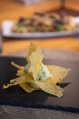 Cod with herbs and polenta chips