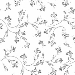 seamless pattern of abstract tropical leaf, flower in one line style. modern background with a place for text. hand drawn element, minimalist style. for print. banner, card, holiday idea. vector art 
