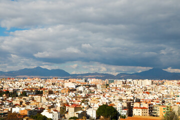 Fototapeta premium View of the roofs of the buildings of Alicante from the top of the Castillo Santa Barbara