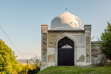 Entrance to a Jewish cemetery,  Banska Stiavnica, Slovakia. The rectangular building originally served as both the entrance to the cemetery and the ceremonial hall for funerals.