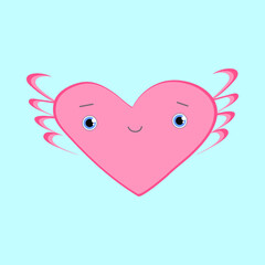 Heart with angel wings. 