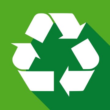 Logo de reciclaje sombreado, ilustración minimalista del medio ambiente.