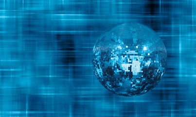 Party disco mirror ball reflecting colorful  lights 