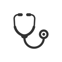 Stethoscope icon in flat style. Heart diagnostic vector illustration on isolated background. Medicine sign business concept.