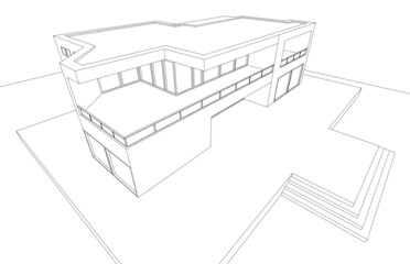 architectural sketch of a house