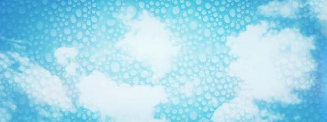 水滴の付着した窓から見た空のイラスト