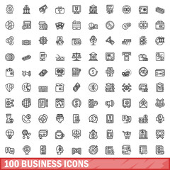 Obraz na płótnie Canvas 100 business icons set, outline style