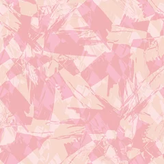 Foto op Aluminium Abstract geschilderd vector glitch stijl naadloze patroon achtergrond. Duotone roze crème achtergrond met overlappende gewaagde penseelstreken. Krabbel imperfecte textuurmix Geruit effect met scherpe vormen © Gaianami  Design