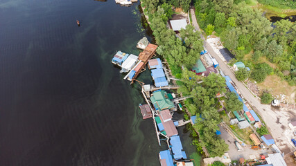 Construction work in port on the river