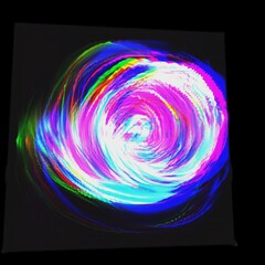 3D illustration of an abstract glitch background. RGB-shift effect. Cyberpunk concept. Colorful techno backdrop with aesthetics of style of 80's. Creative graphic design for poster, flyer and card.