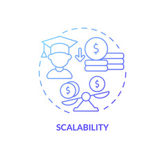Scalability blue gradient concept icon. Advantages of electronic learning abstract idea thin line illustration. Isolated outline drawing. Editable stroke. Roboto-Medium, Myriad Pro-Bold fonts used