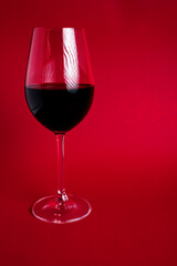 Glass of red wine. Copy space for your text.