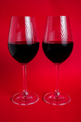 Glasses of red wine. Copy space for your text.