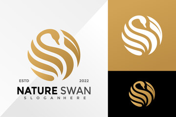 Nature Swan Logo Design Vector illustration template - obrazy, fototapety, plakaty