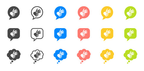 Set Icons Sign Language Deaf People Communication Colors 