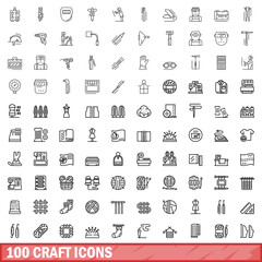 Obraz na płótnie Canvas 100 craft icons set, outline style