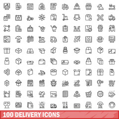 Obraz na płótnie Canvas 100 delivery icons set, outline style