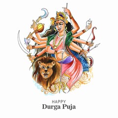 Beautiful happy durga pooja indian festival card background