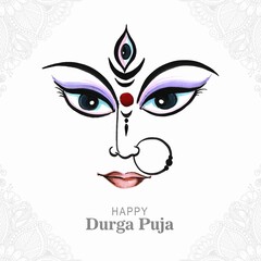 Beautiful decorative happy durga pooja indian festival card design