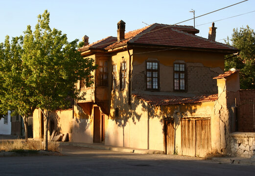 Old adobe houses in the city of Konya, Turkey
