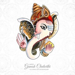 Beautiful lord ganesha watercolor for ganesh chaturthi card - obrazy, fototapety, plakaty