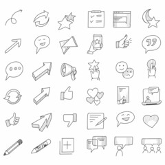 Hand drawn business icons set sketch