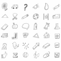 Hand drawn business icons set sketch