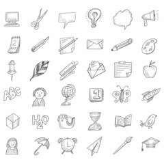 Hand drawn business icons set sketch