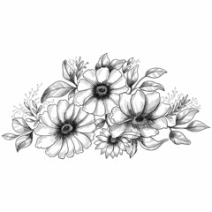 Modern decorative floral background with sketchy style