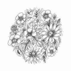  Decorative hand draw floral sketch card design