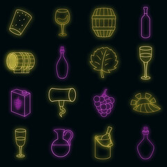 Wine yard icons set vector neon