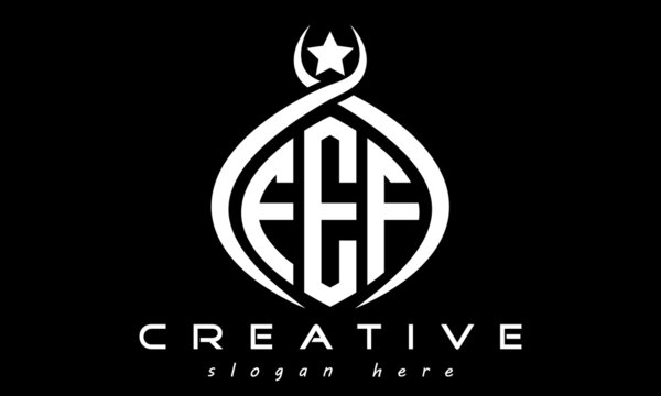 FEF three letters monogram curved oval initial logo design, geometric minimalist modern business shape creative logo, vector template