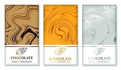 Chocolate bar packaging mockup set. Elements, labels, icons, frames for the design of luxury products. Vector illustration. Bronze, gold, silver foil. © Надежда Романовская