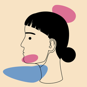 recommend clip art: Abstract minimalistic outline sketch, Face of a beautiful woman, Isolated vector illustration with abstract shapes as Modern art