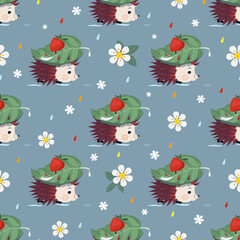 Hedgehog with strawberry pattern