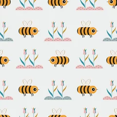 Wallpaper murals Out of Nature Bees and tupils pattern