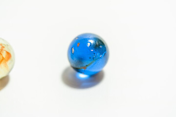 Colored glass balls and marble taw, children toy, decoration