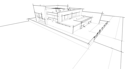Modern architecture sketch vector illustration