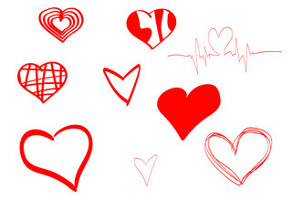 simple hearts on a white background