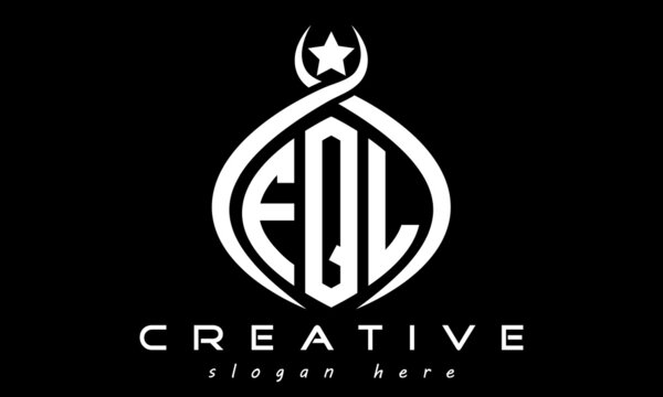 FQL three letters monogram curved oval initial logo design, geometric minimalist modern business shape creative logo, vector template	
