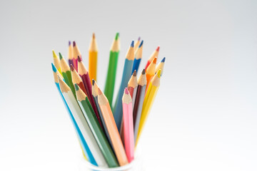Colored pencils close-up, drawing equipment
