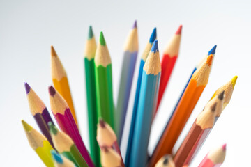 Colored pencils close-up, drawing equipment
